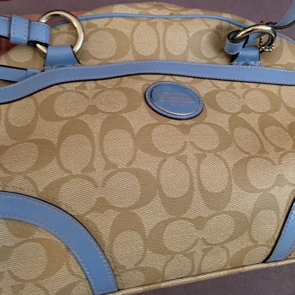 Coach Bags Coach Beige And Blue Dome Bag Poshmark